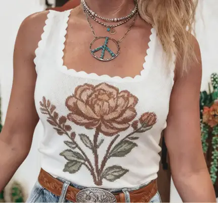 western retro knit tank top