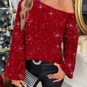 sequin off-shoulder blouse