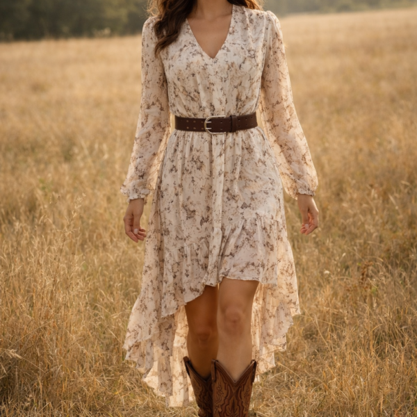 bohemian layered dress -  apricot