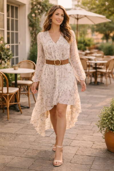 bohemian layered dress -  apricot
