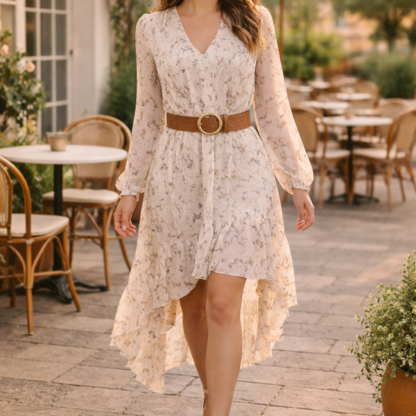 bohemian layered dress -  apricot