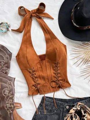 suede halter corset - Image 2