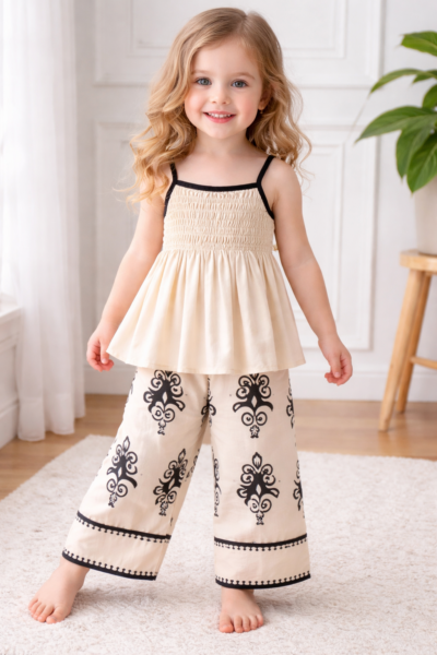 Girls Retro Floral Pant Set