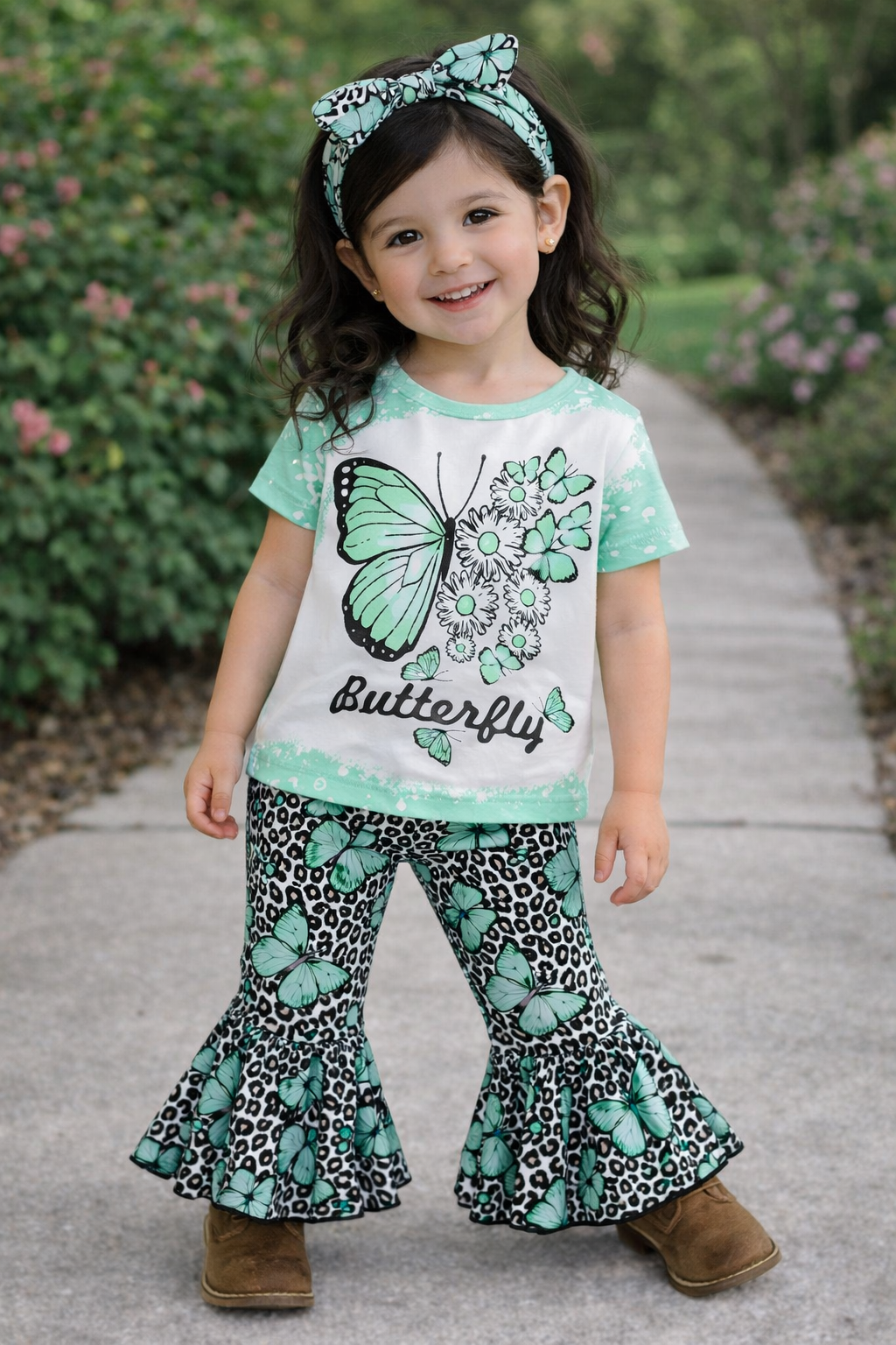 Kids Butterfly Flare Pant Set - Image 2