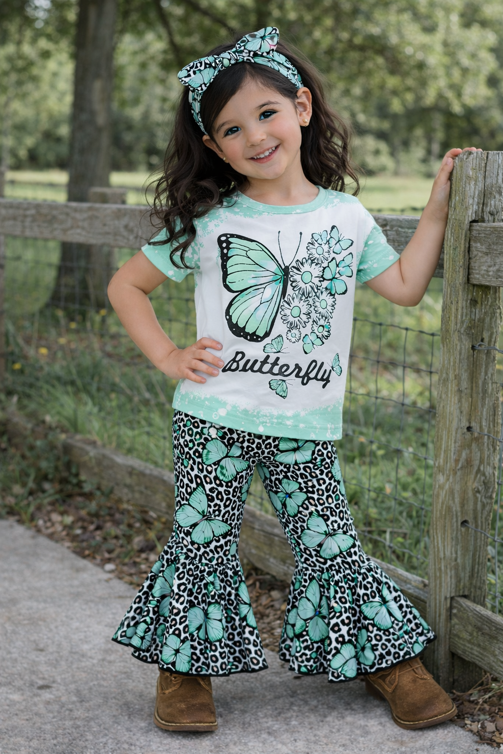 Kids Butterfly Flare Pant Set