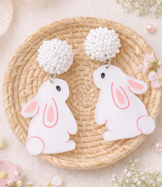 beaded acrylic bunnies