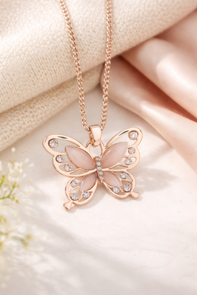 hollow butterfly sweater necklace