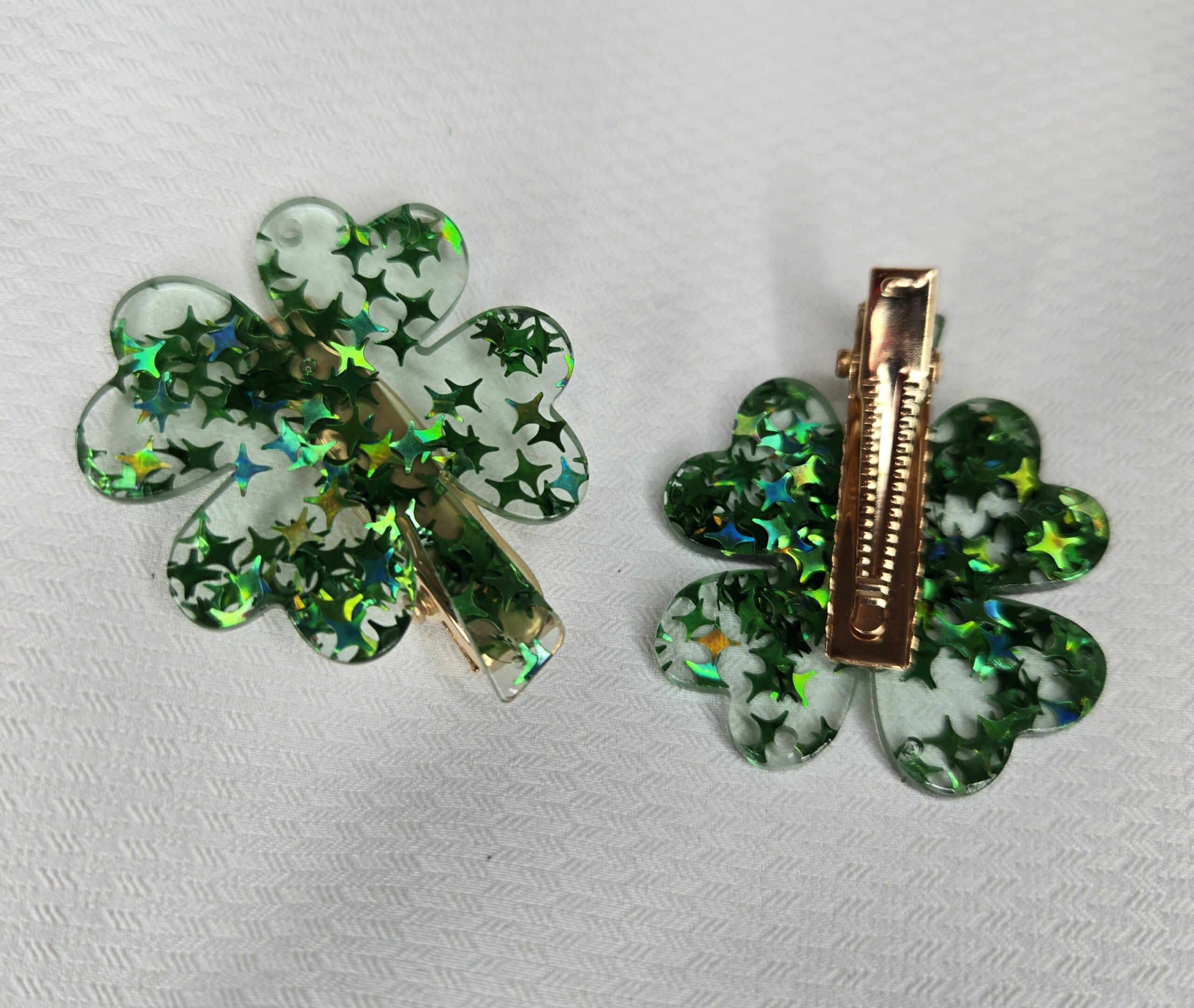 Shamrock Glitter Hair Clips - Image 3