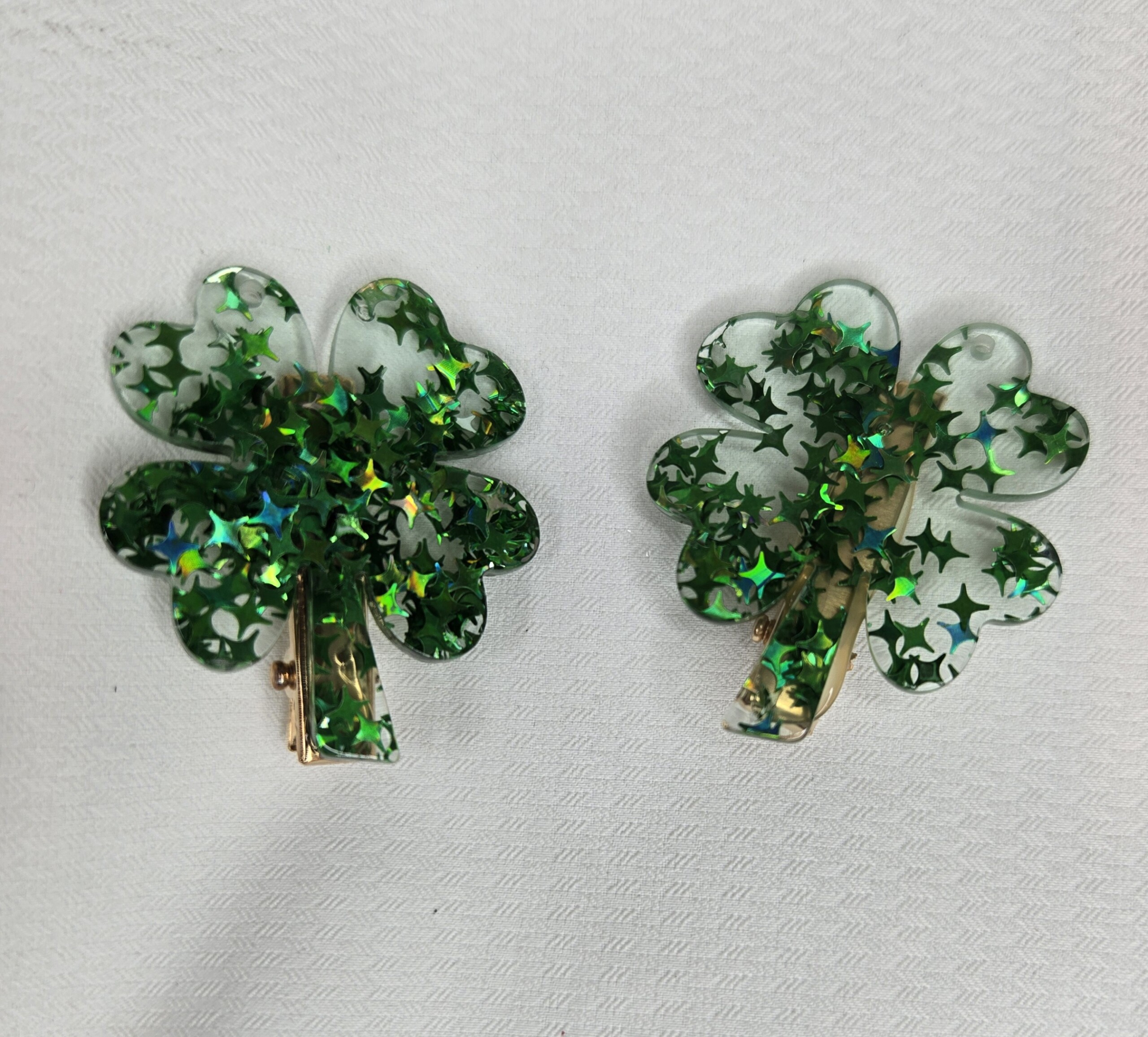 Shamrock Glitter Hair Clips - Image 2