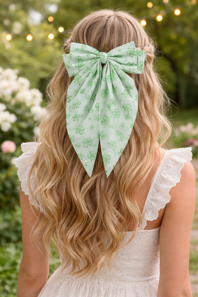 Shamrock Draped Hair Bow