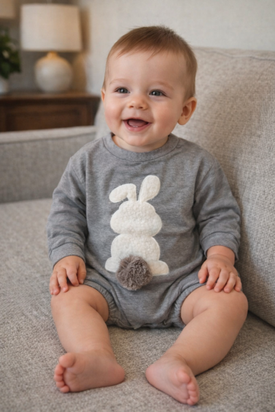 infant fuzzy bunny romper
