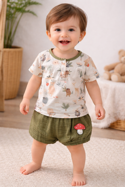 Boys Forest Shorts Set