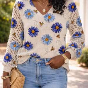 daisy and bees knit sweater