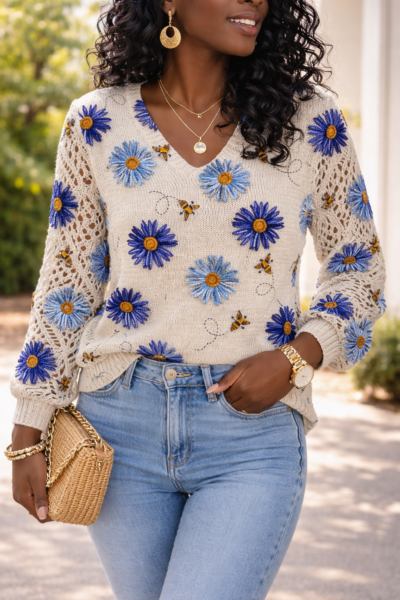 daisy and bees knit sweater