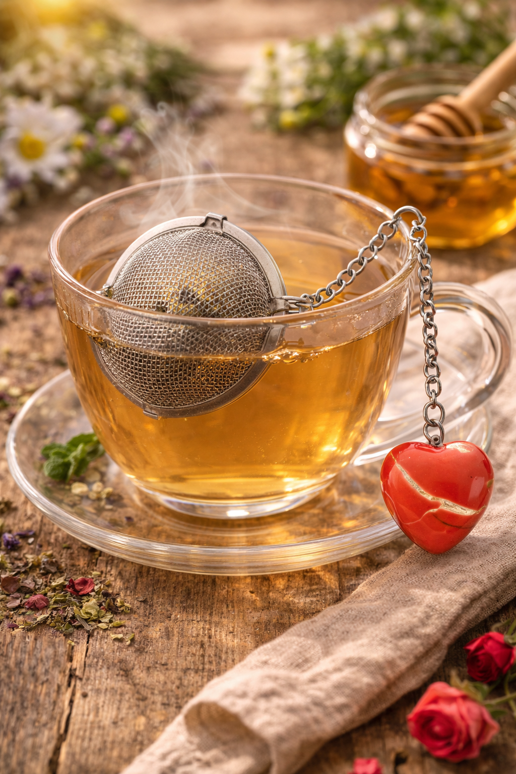 tea infuser with crystal heart - Image 2