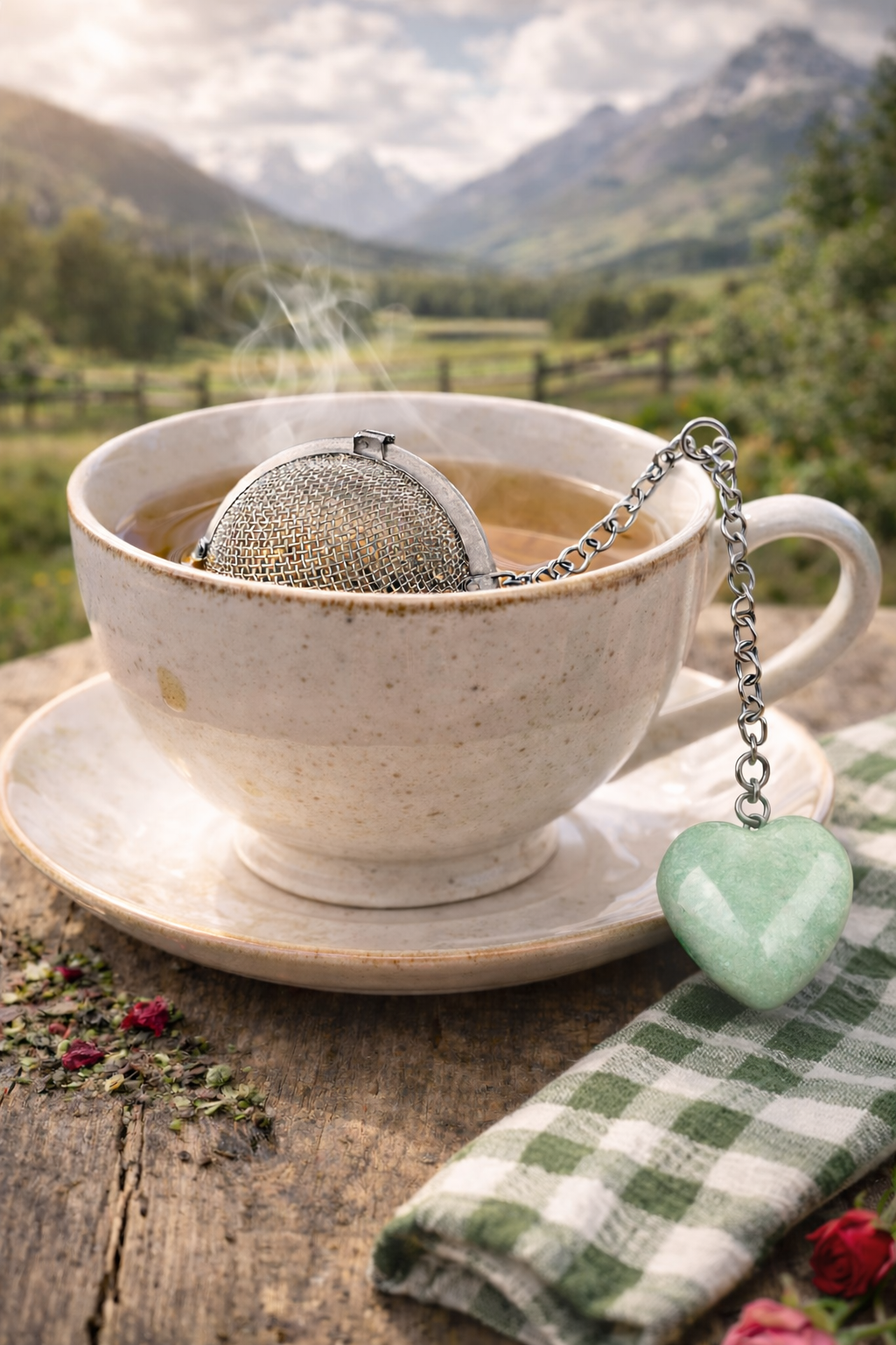 tea infuser with crystal heart - Image 3