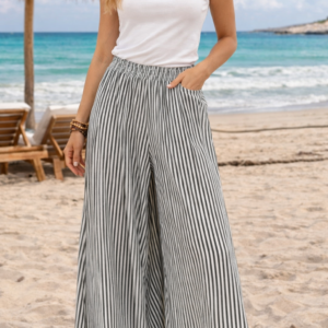 wide leg striped pants