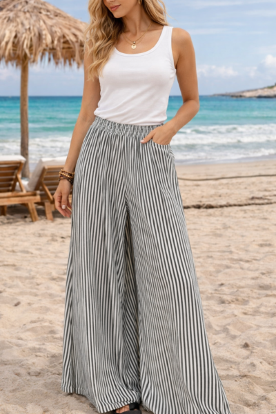 wide leg striped pants