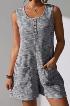 button pocket romper - gray - Image 2