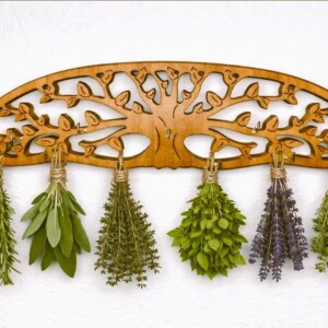 wooden herb hanging rack