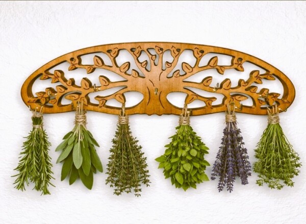 wooden herb hanging rack