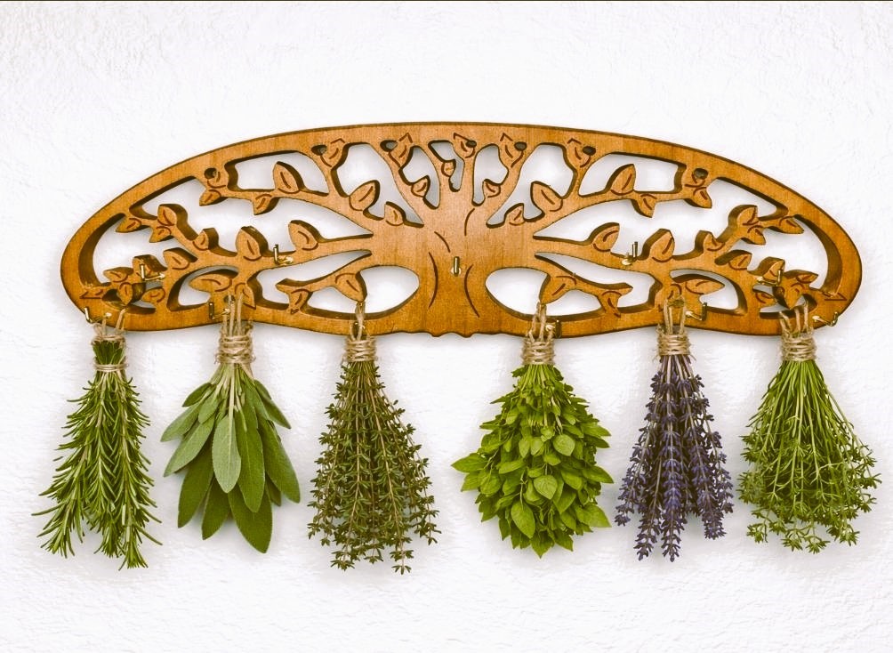 wooden herb hanging rack