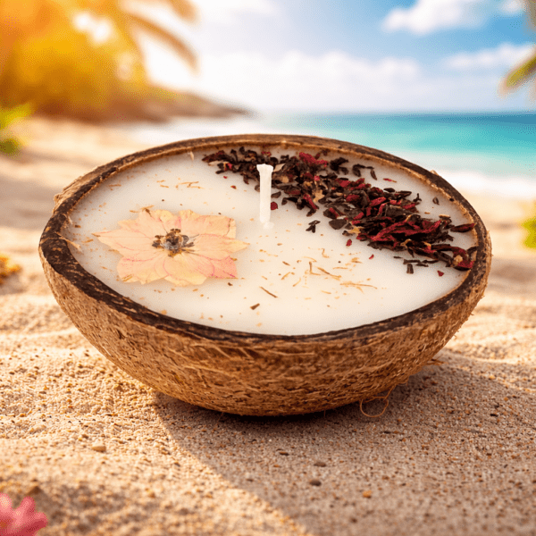 coconut hibiscus candle