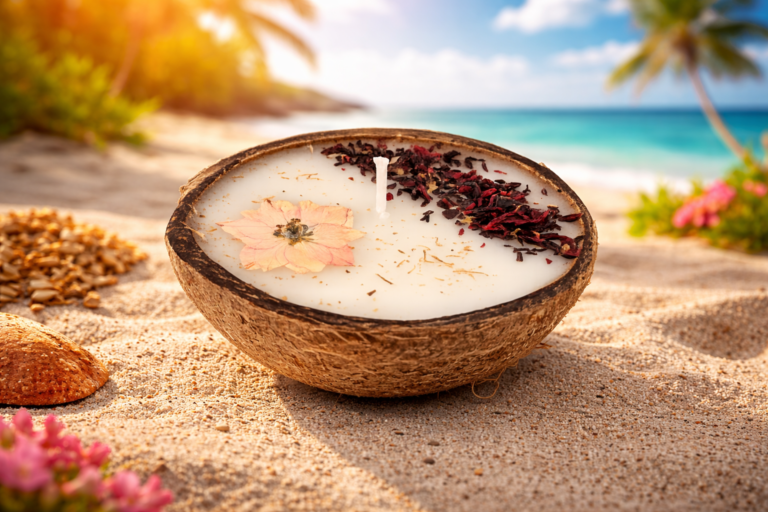 coconut hibiscus candle