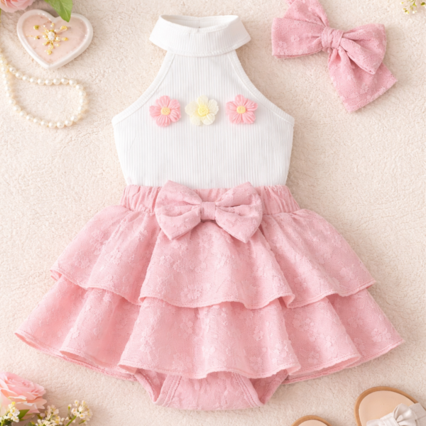 toddler pink floral halter skirt set
