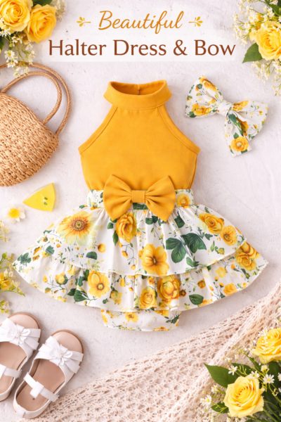 toddler floral halter skirt set