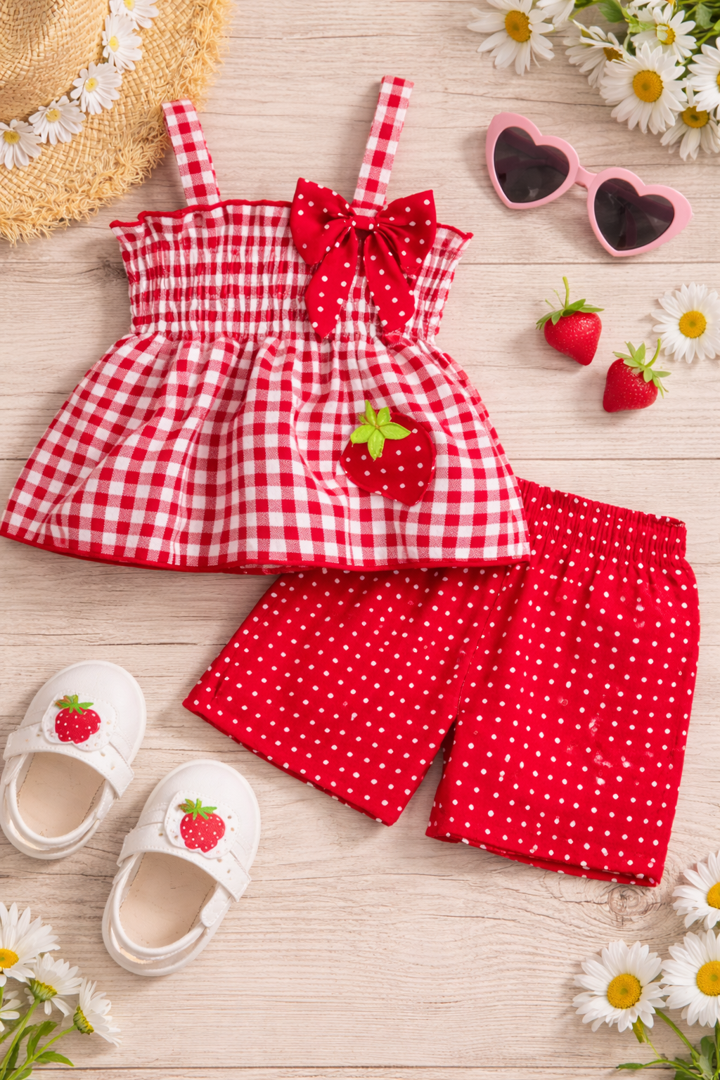 toddler strawberry shorts set