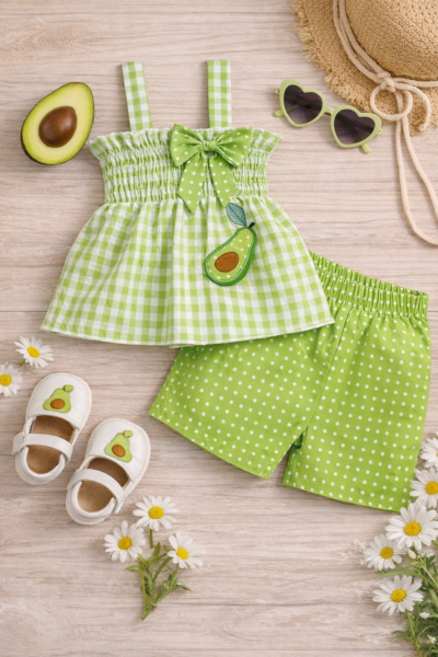 toddler avocado shorts set