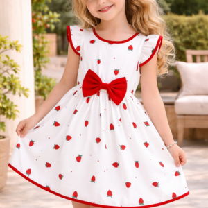 girls strawberry cap sleeve dress