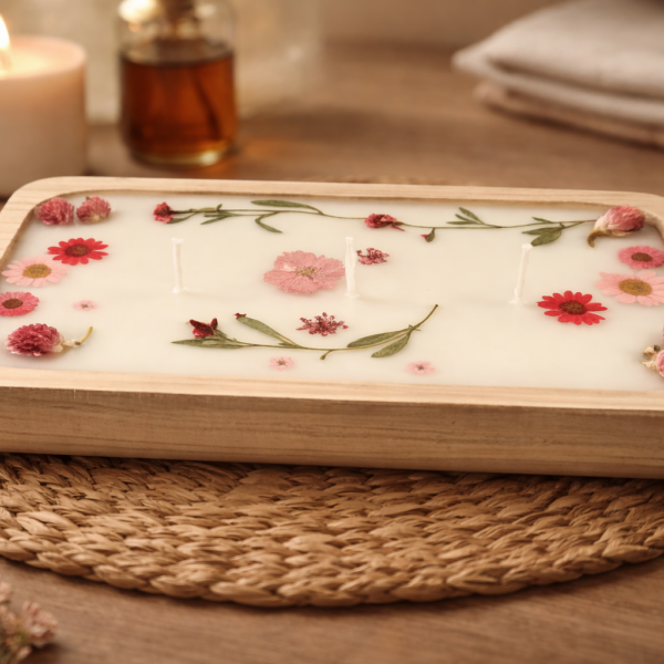 pink blossom dough bowl candle