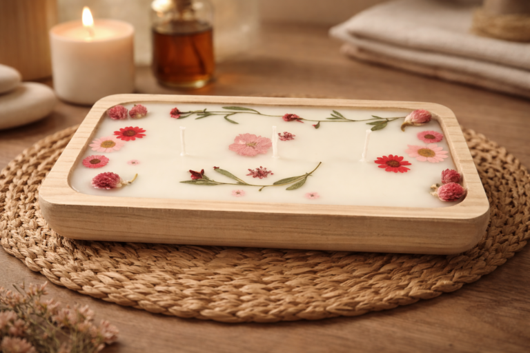 pink blossom dough bowl candle