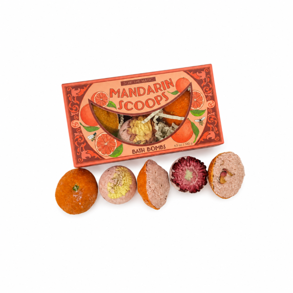 mandarin scoops bath bombs