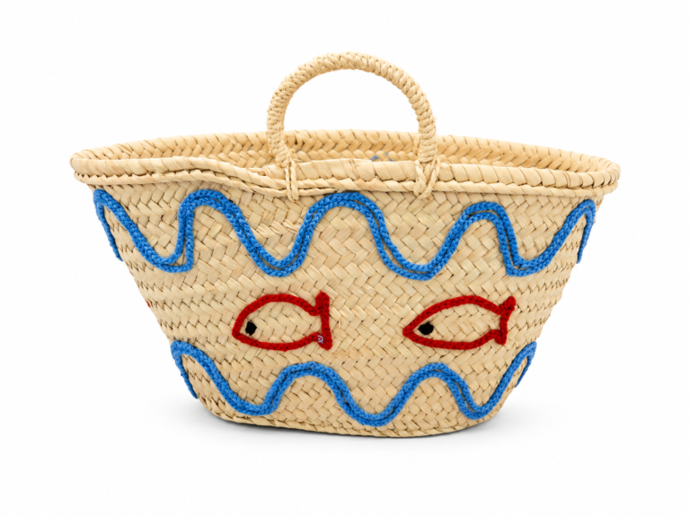 Moroccan straw fish tote