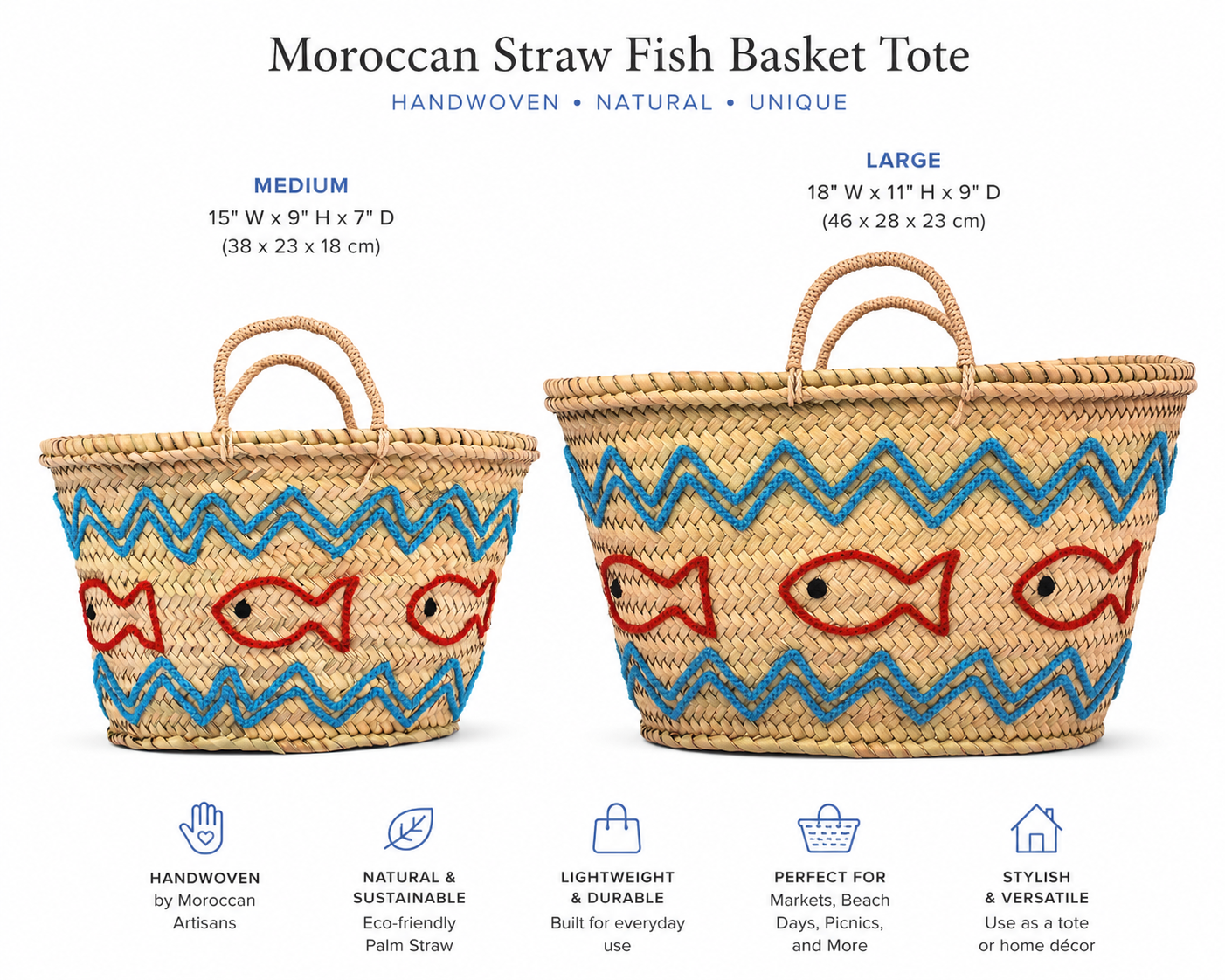 Moroccan straw fish tote - Image 3