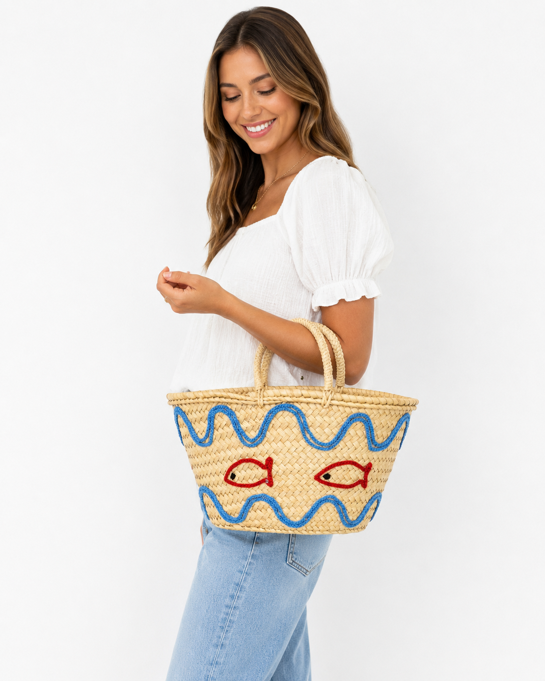 Moroccan straw fish tote - Image 2