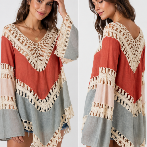 boho knit beach coverup