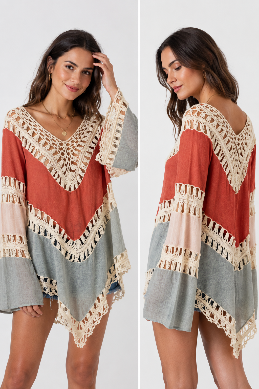 boho knit beach coverup