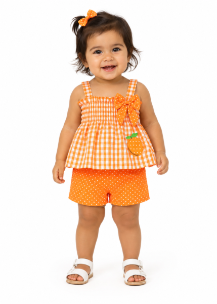 toddler girls orange short set