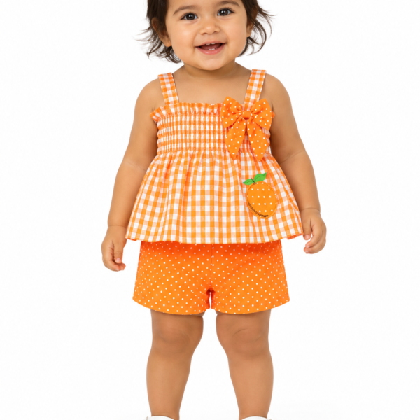 toddler girls orange short set