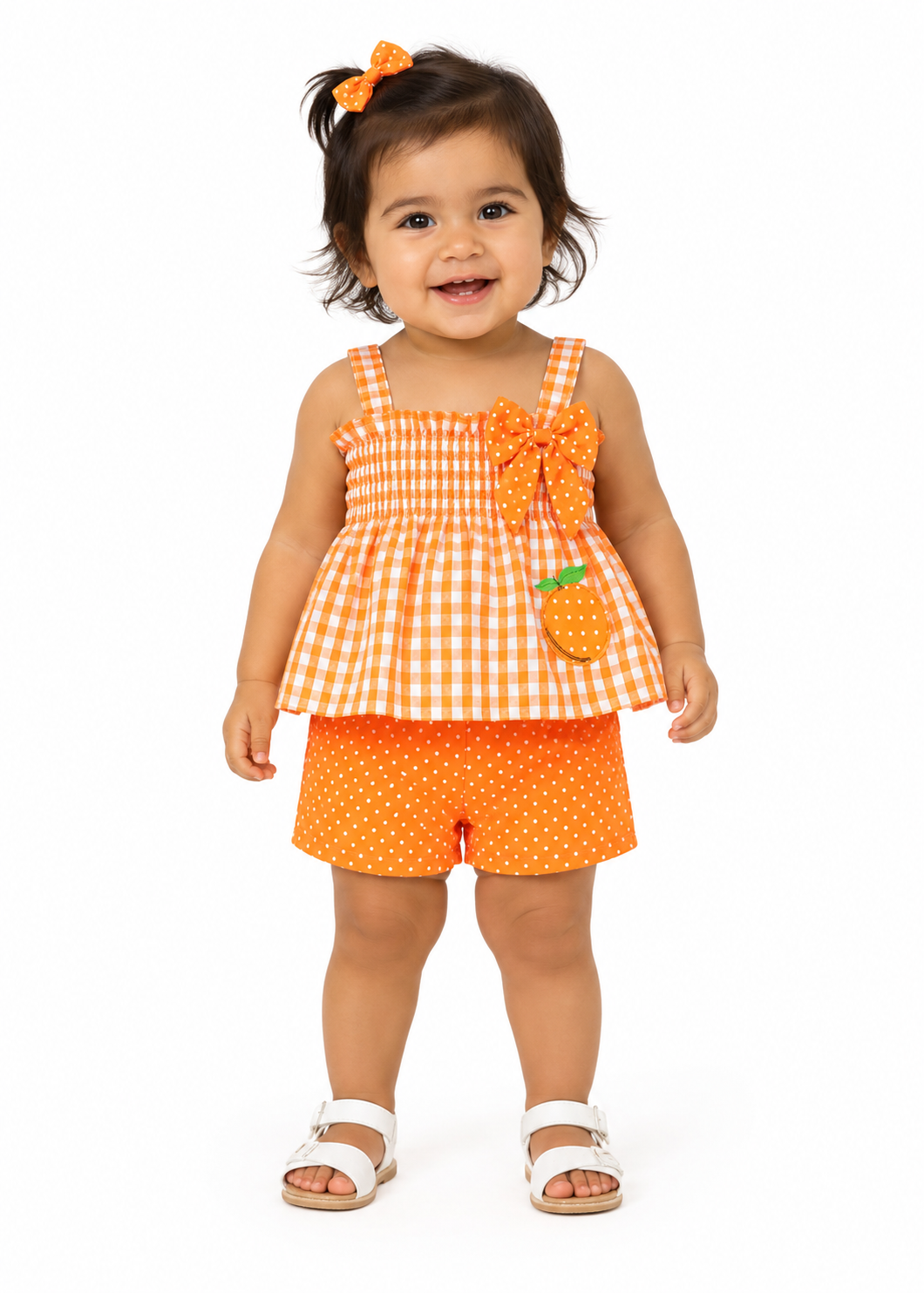 toddler girls orange short set