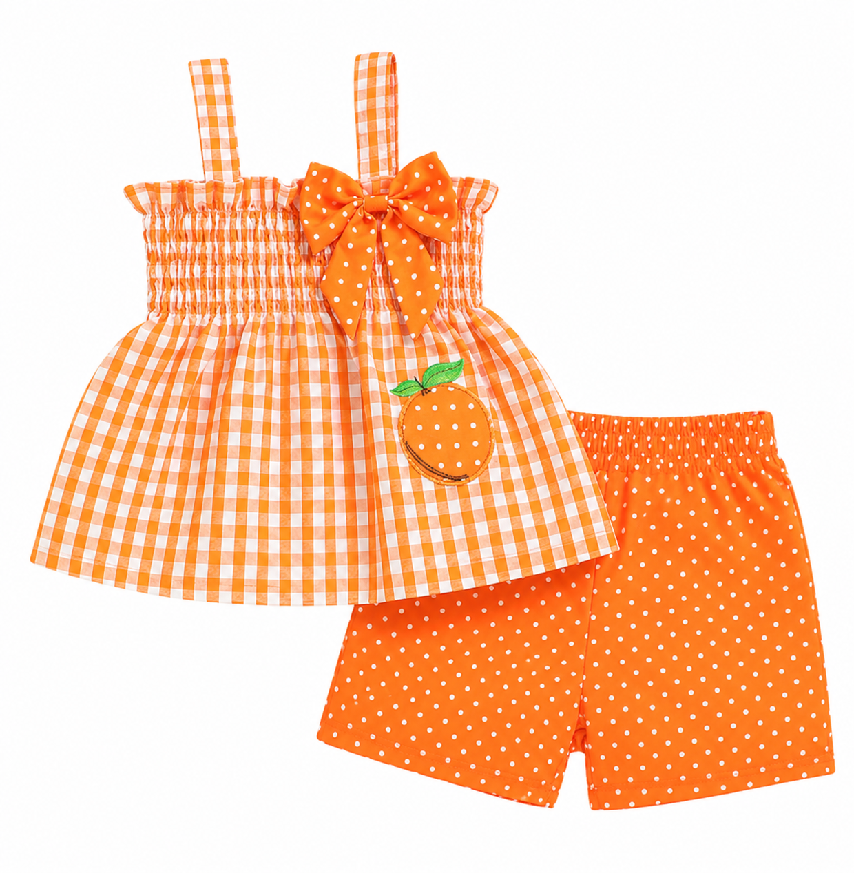 toddler girls orange short set - Image 2