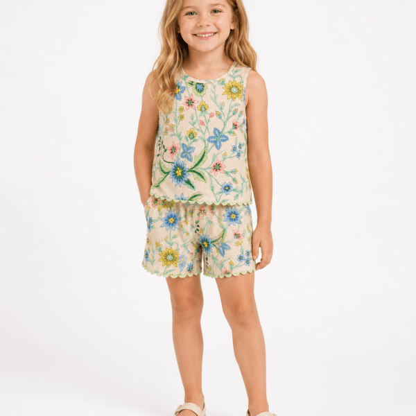 girls floral summer short set