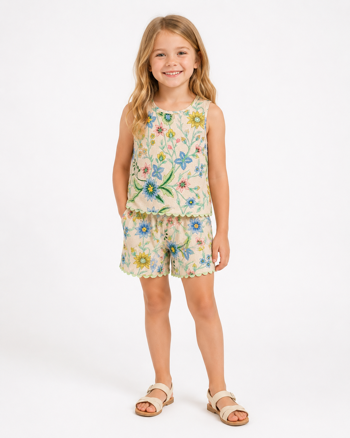 girls floral summer short set