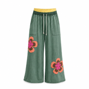 floral patchwork drawstring pants
