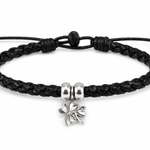 Celtic Leather Bracelet - Double Shamrocks