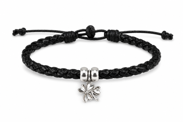 Celtic Leather Bracelet - Double Shamrocks